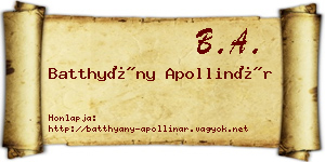 Batthyány Apollinár névjegykártya